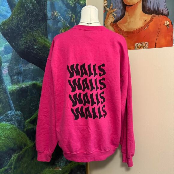 louis tomlinson walls tour crewneck pink graphic sweatshirt oversized unisex - Picture 2 of 4